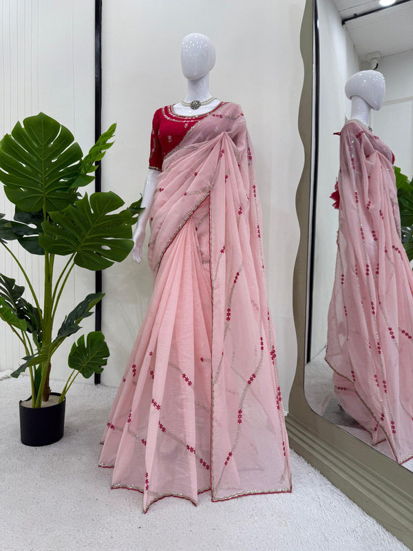 Blush Bloom saree