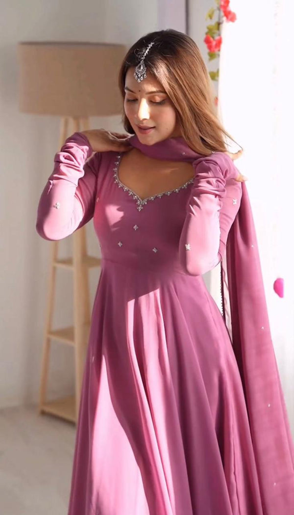 Mauve Georgette Anarkali Set