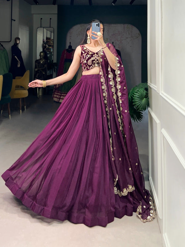 Royal Plum Elegance Embroidered Lehenga Set
