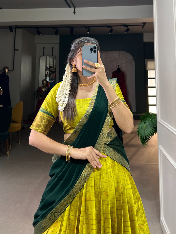 "South Radiance"Traditional Pattu Lehenga Set