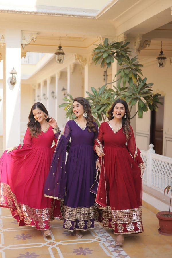 Georgette Anarkali Set with Gota Embroidery
