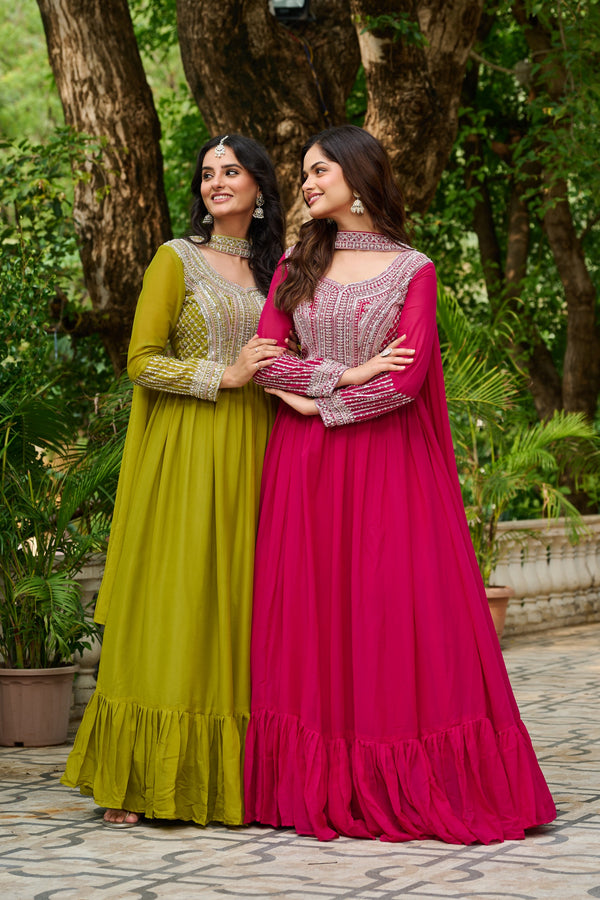 Zarina Mirror Work Gown Set