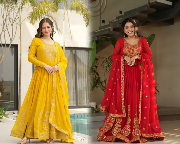 Zaria Anarkali Embroidered Suit Set