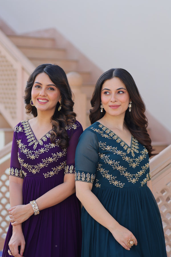 Royal Grace Embroidered Gown Set