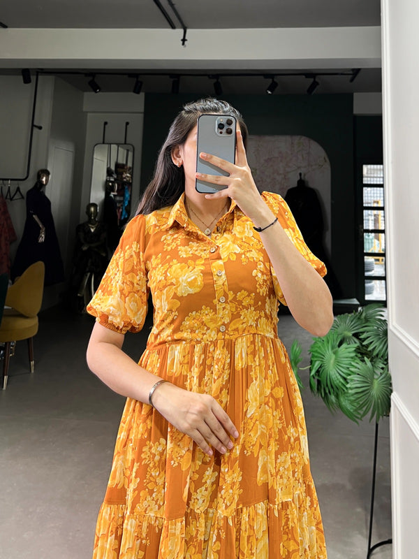 Golden Hour Floral Midi Dress