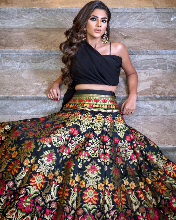Midnight Royale Floral Lehenga Set