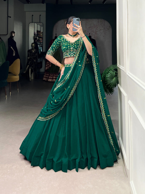 Zari Bloom Green Bridal Lehenga