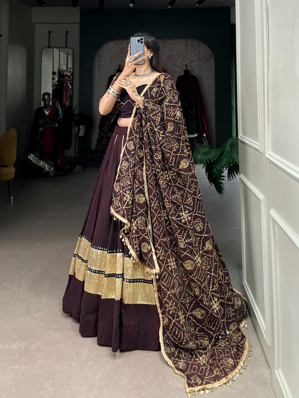Noor-E-Zar Brown Gold Lehenga Set