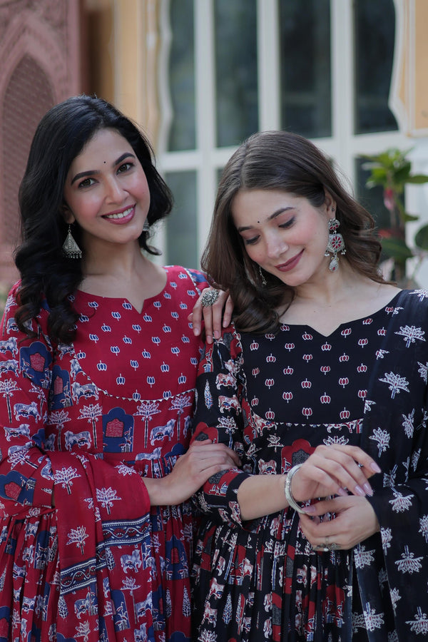 Desi Dastan Handblock Printed Anarkali Set