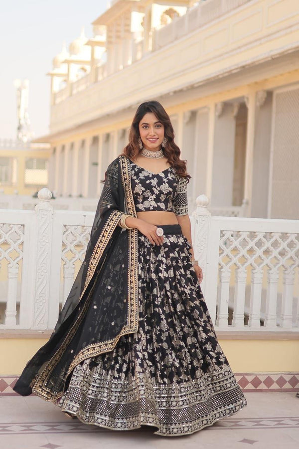 Noor Midnight Black Banarasi Lehenga Set