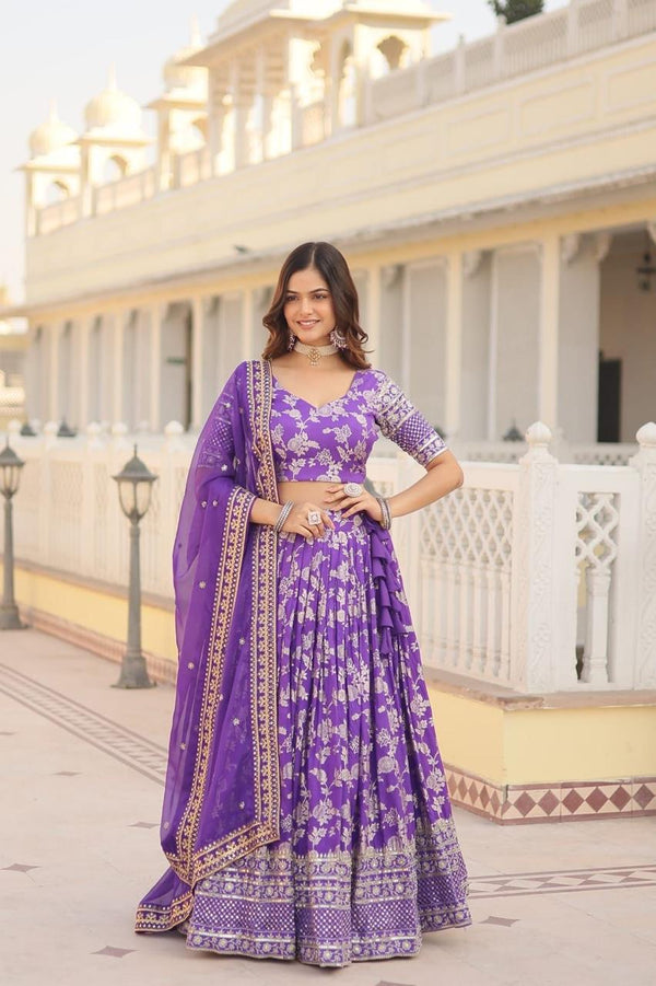 Amara Violet Banarasi Lehenga Set