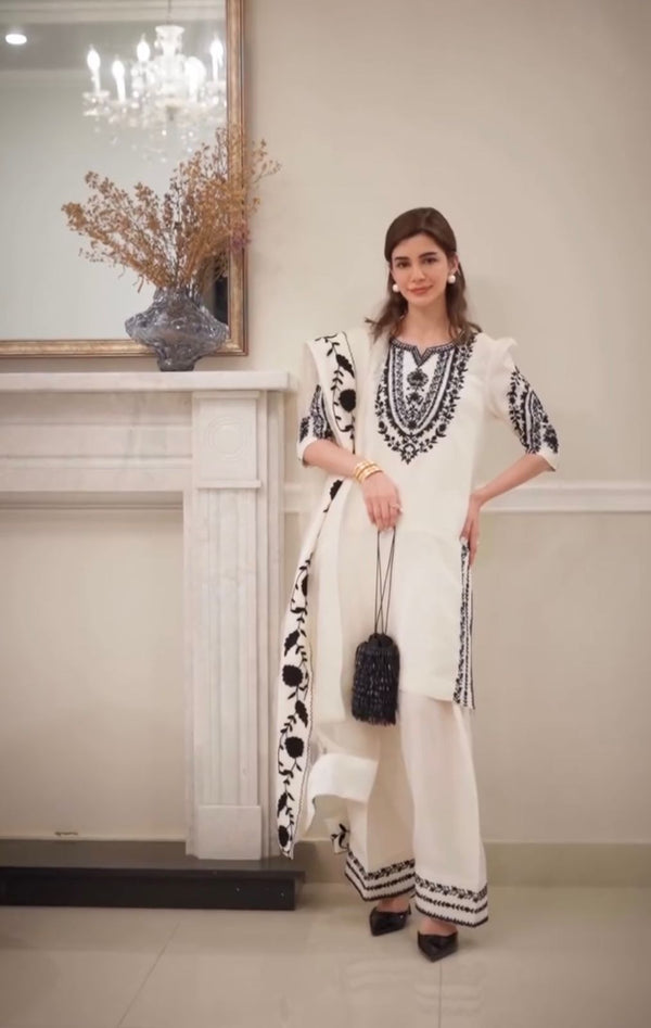 Ivory Noir Embroidered Suit