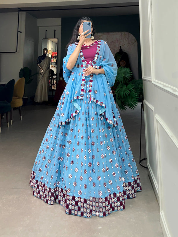 Azure Blossom Lehenga