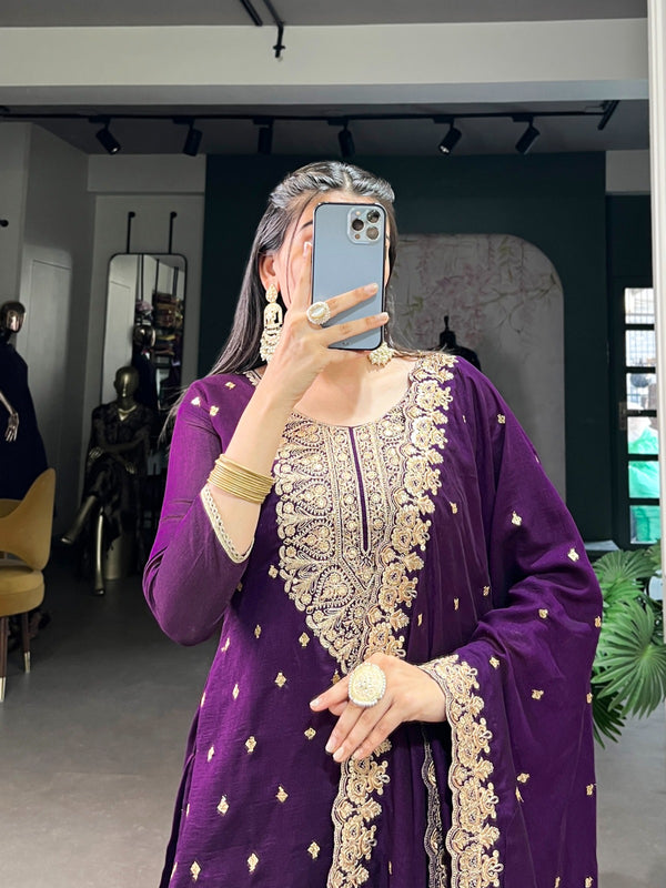 Royal Purple Embroidered Suit