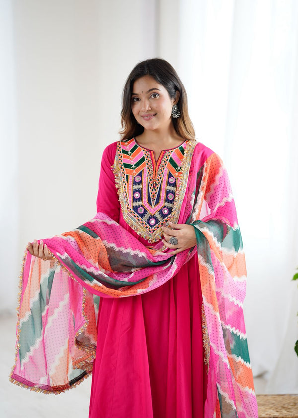Vibrant Pink Anarkali Set