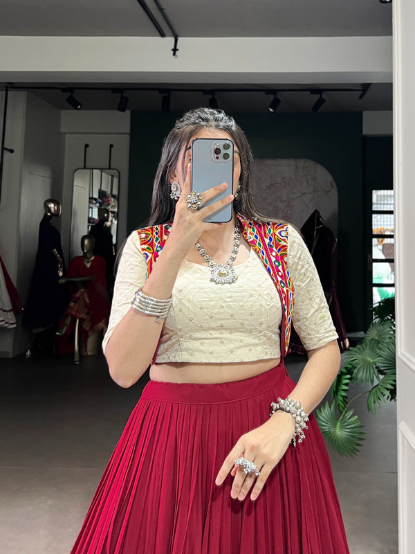 Ethnic Lehenga Choli with Embroidered Jacket Blouse